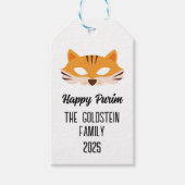 Poerim vossenmasker gemaskerd kostuum cadeaulabel (Voorkant)