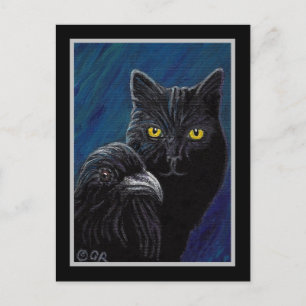 Poe's Cat & Raven Briefkaart