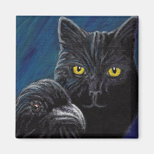 Poe's Cat & Raven Magnet