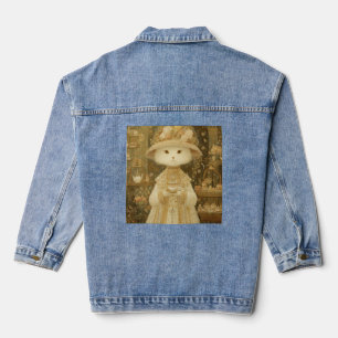Poes Damesneeuw - Victoriaanse kat met theekopje Denim Jacket