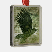 Poe's Grunge Raven Metalen Ornament (Rechts)