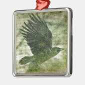 Poe's Grunge Raven Metalen Ornament (Links)