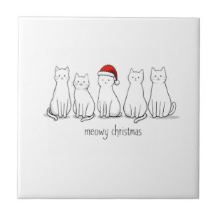 Poes Kerstmis Kat Kerst Cute Kitten Katten Kerstma Tegeltje