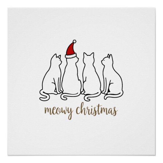 Poes Kerstmis Kat Kerst Cute Kitten Katten Sinterk Perfect Poster (Voorkant)