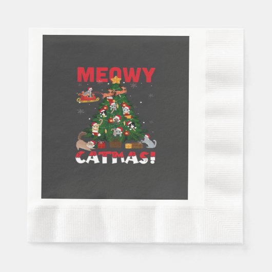 Poes Kerstmis Servet (Voorkant)