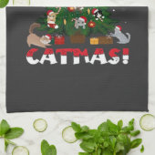 Poes Kerstmis Theedoek (Gevouwen)