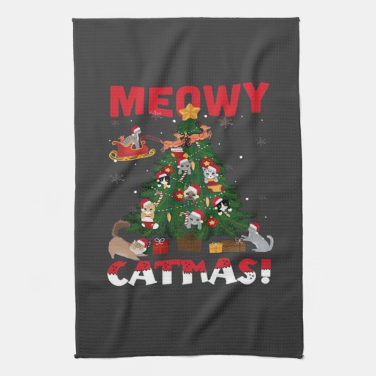 Poes Kerstmis Theedoek (Verticaal)