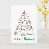 Poes Kerstmuts Leuke Grappige Kattenliefhebber Kit Kaart (Gele Bloem)