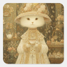 Poes Lady Snow – Victoriaanse Kat met Theekopje