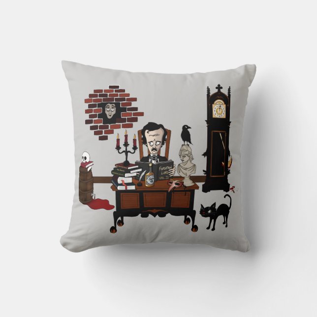 'Poe's Madness' Pillow Kussen (Voorkant)
