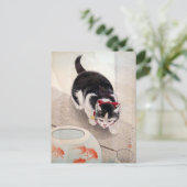  poes met goudvis briefkaart (Staand voorkant)