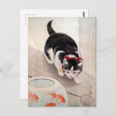  poes met goudvis briefkaart (Voorkant / Achterkant)