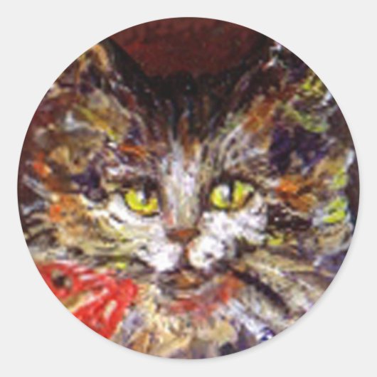 POES PORTRET RONDE STICKER (Voorkant)