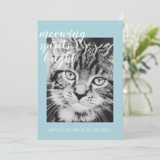 Poesengelster uw kattenfoto vakantie feestdagenkaart (Staand voorkant)