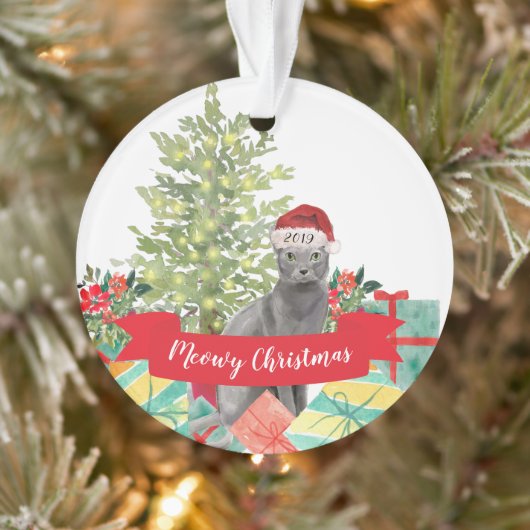 Poesig Kerstmis Blauw Russische Kat Ornament (Boom)