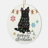 Poesig Kerstmis Zwarte Kat Keramisch Ornament (Links)
