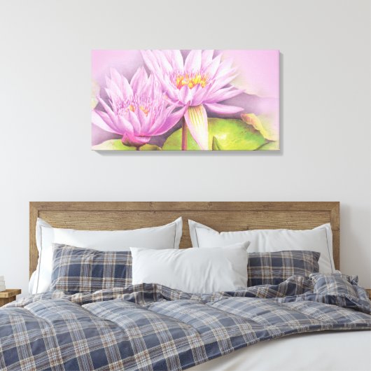 Poesse bloemen floranje doek, lange afdruk canvas afdruk (Insitu (Slaapkamer))