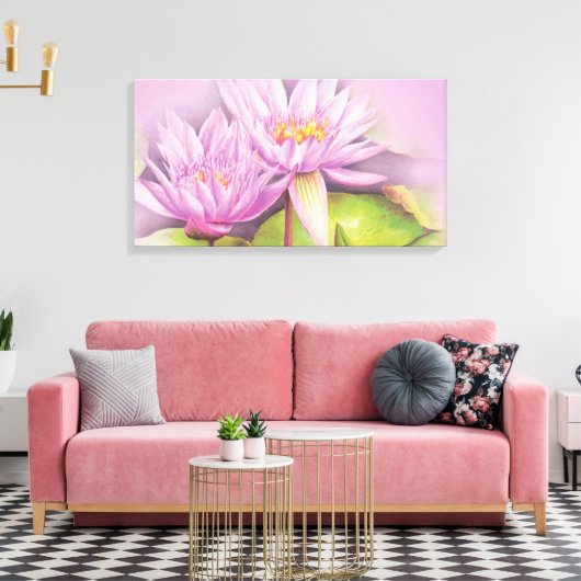 Poesse bloemen floranje doek, lange afdruk canvas afdruk (Insitu (Woonkamer))