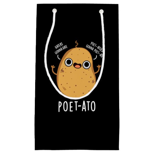 Poet-ato Funny Veggie Potato Pun Dark BG Klein Cadeauzakje (Voorkant)