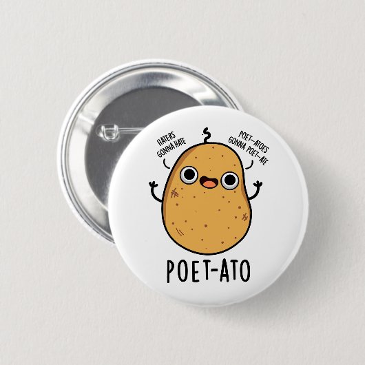 Poet-ato Funny Veggie Potato Pun Ronde Button 5,7 Cm (Voorkant /achterkant)