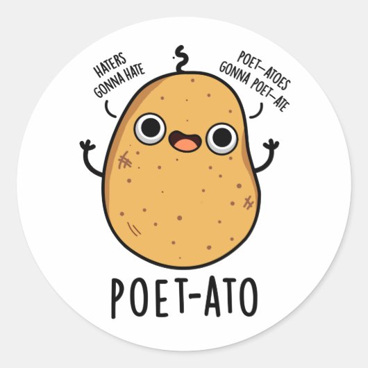 Poet-ato Funny Veggie Potato Pun Ronde Sticker (Voorkant)