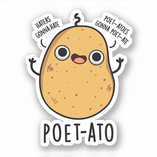 Poet-ato Funny Veggie Potato Pun Sticker (Voorkant)