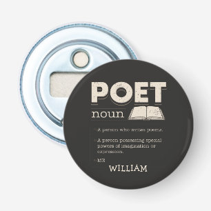 Poet Definition Gag Funny Poetry Writer Novelty Button Flesopener