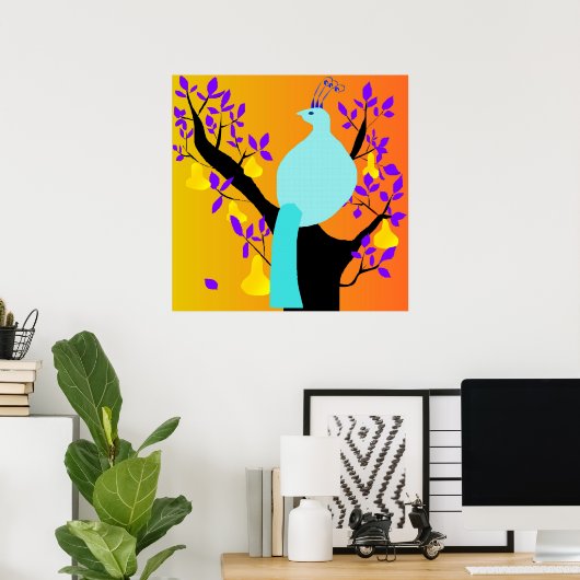 Poet Partridge in een gerangschikte zwarte peerboo Poster (Thuiskantoor)