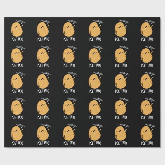 Poet-tato Funny Potato Pun Dark BG Cadeaupapier (Vlak)
