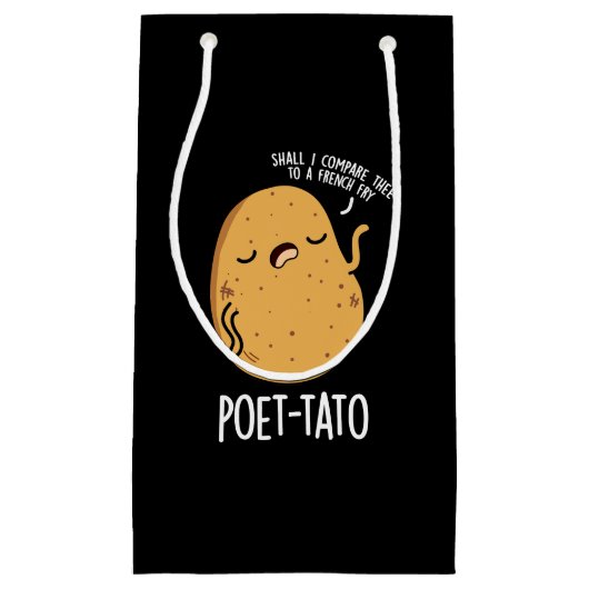 Poet-tato Funny Potato Pun Dark BG Klein Cadeauzakje (Voorkant)