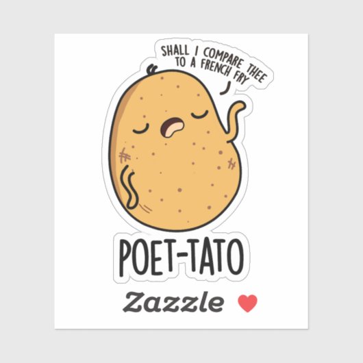 Poet-tato Funny Potato Pun Sticker (Vel)