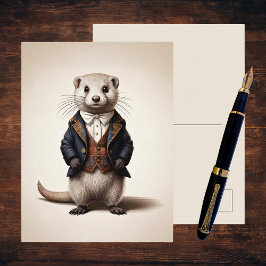 Poetcore Literary Weasel | Dark Academia Briefkaart