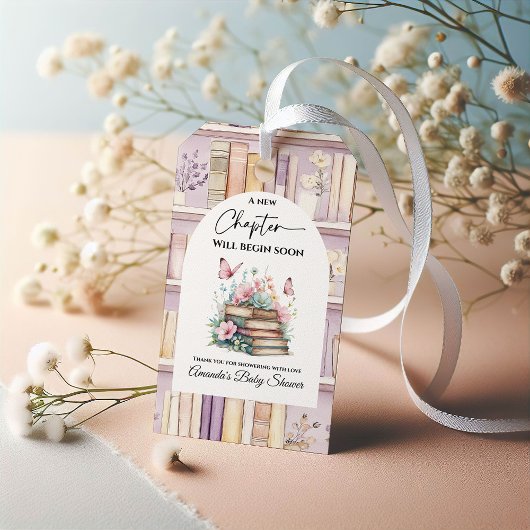 Poetcore New Chapter Pink Girl Book Baby Shower Cadeaulabel