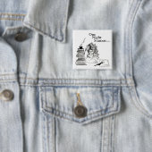 Poetgirl pin, vierkant vierkante button 5,1 cm (In situ)