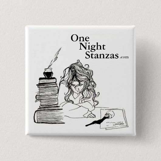 Poetgirl pin, vierkant vierkante button 5,1 cm (Voorkant)