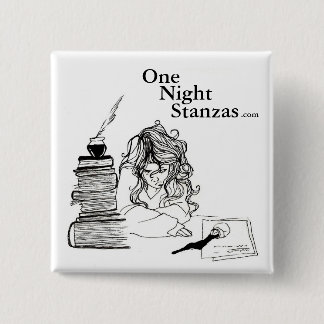 Poetgirl pin, vierkant vierkante button 5,1 cm