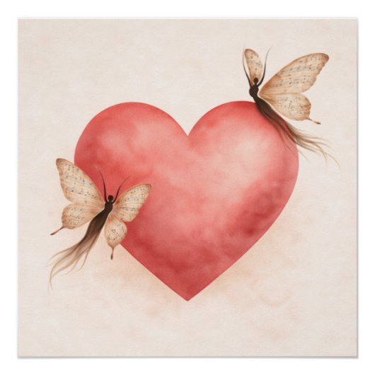 Poetic  Butterfly Form  -Heart Poster (Voorkant)