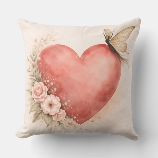 Poetic Butterfly Form - Heart Square Cushion Kussen (Voorkant)