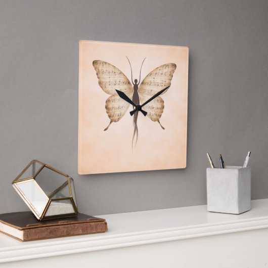 Poetic Butterfly Form Square Clock Vierkante Klok (Kantoor)