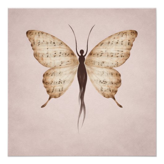 Poetic Butterfly Form Square Poster  (Voorkant)