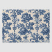 Poetic Roses French Toile Floral Blue Historic  Tissuepapier (Voorkant)
