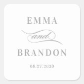 Poetic Script Bewerkbare Kleur Wedding Favoriete S Vierkante Sticker (Voorkant)