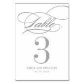 Poetic Script EDITABLE COLOR Table Number Kaart (Achterkant)