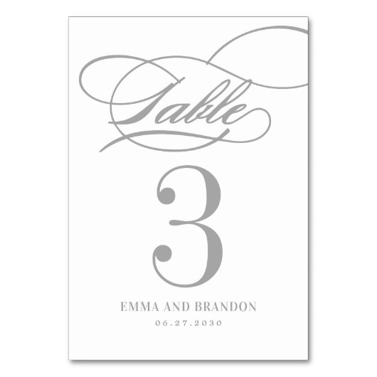 Poetic Script EDITABLE COLOR Table Number Kaart (Achterkant)