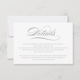 Poetic Script EDITABLE COLOR Wedding Details Kaart