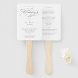 Poetic Script EDITABLE COLOR Wedding Program Fan Handwaaier