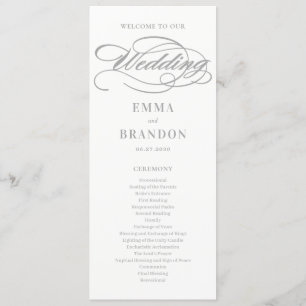 Poetic Script EDITABLE COLOR Wedding Program Programmakaart