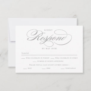 Poetic Script EDITABLE COLOR Wedding RSVP Kaart