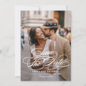 Poetic Script Elegant Wedding Save the Date Kaart (Voorkant)