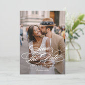 Poetic Script Elegant Wedding Save the Date Kaart (Staand voorkant)